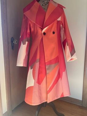 Women's Multicolor Patterned A-Line Coat